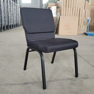Worship Banquet Black Church Chair Sturdy 16 Gauge Thicker Steel Frame 19 inches Comfortable Padded Commercial Side Chair
