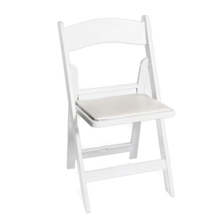 Wedding Event Folding Resin Chairs in White, Padded PC chair