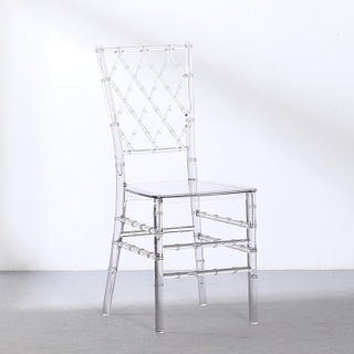 Mesh Back Chiavari Wedding Chairs in Transparent Crystal Smoke Acrylic Chair for Event and Home Dining